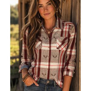 LEGENDARY WHITETAILS Cotton Flannel Large Women's Burgundy Plaid Button Up Shirt